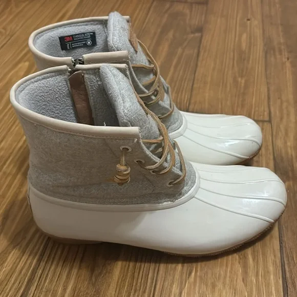 Sperry Women’s Saltwater Wool Duck Boots Size 9.5 Cream/Gray - Picture 3 of 8